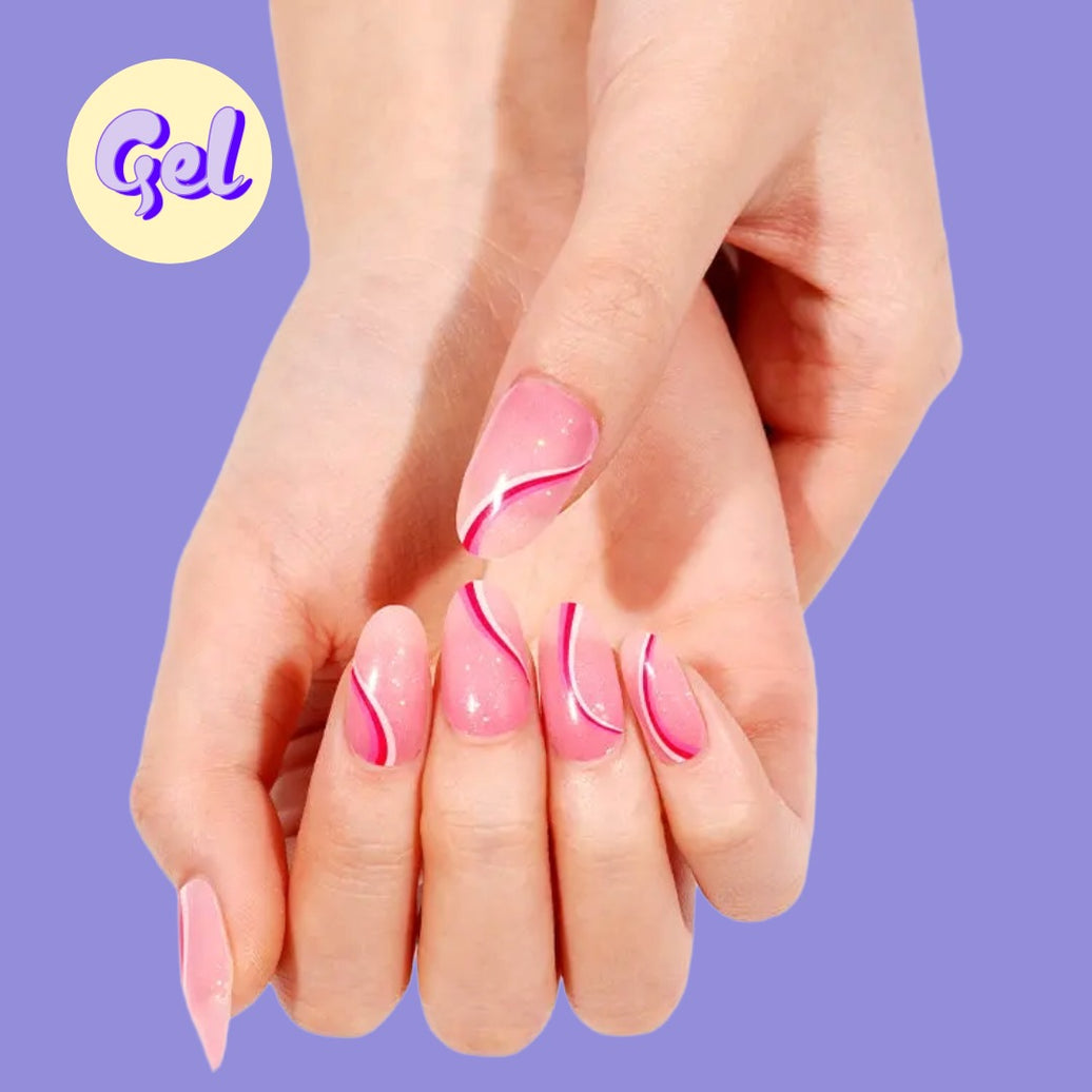 Silk Ribbon Pink Gel Nail Wraps