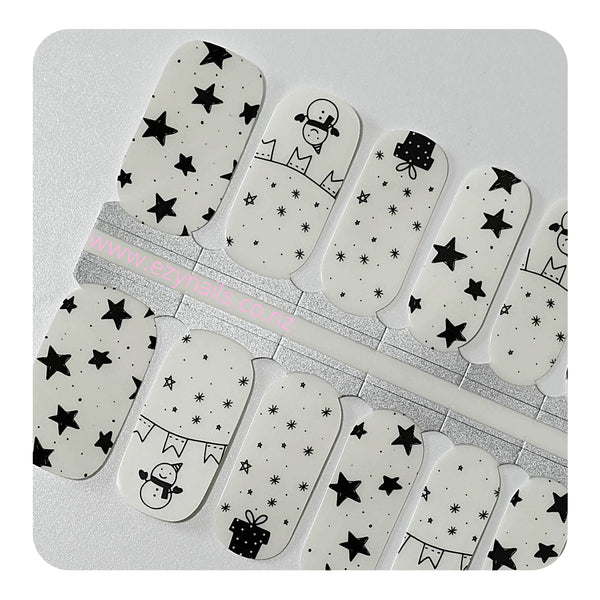 Starry Snowman Christmas Overlay Nailwraps