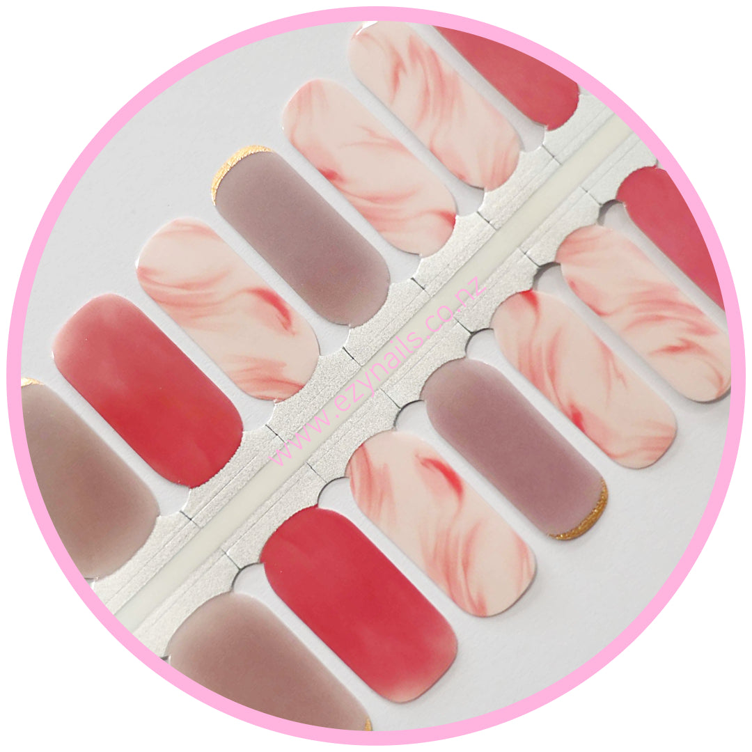 Marbleous Moves Nailwraps – Blush, Mauve & Gold Glam ✨