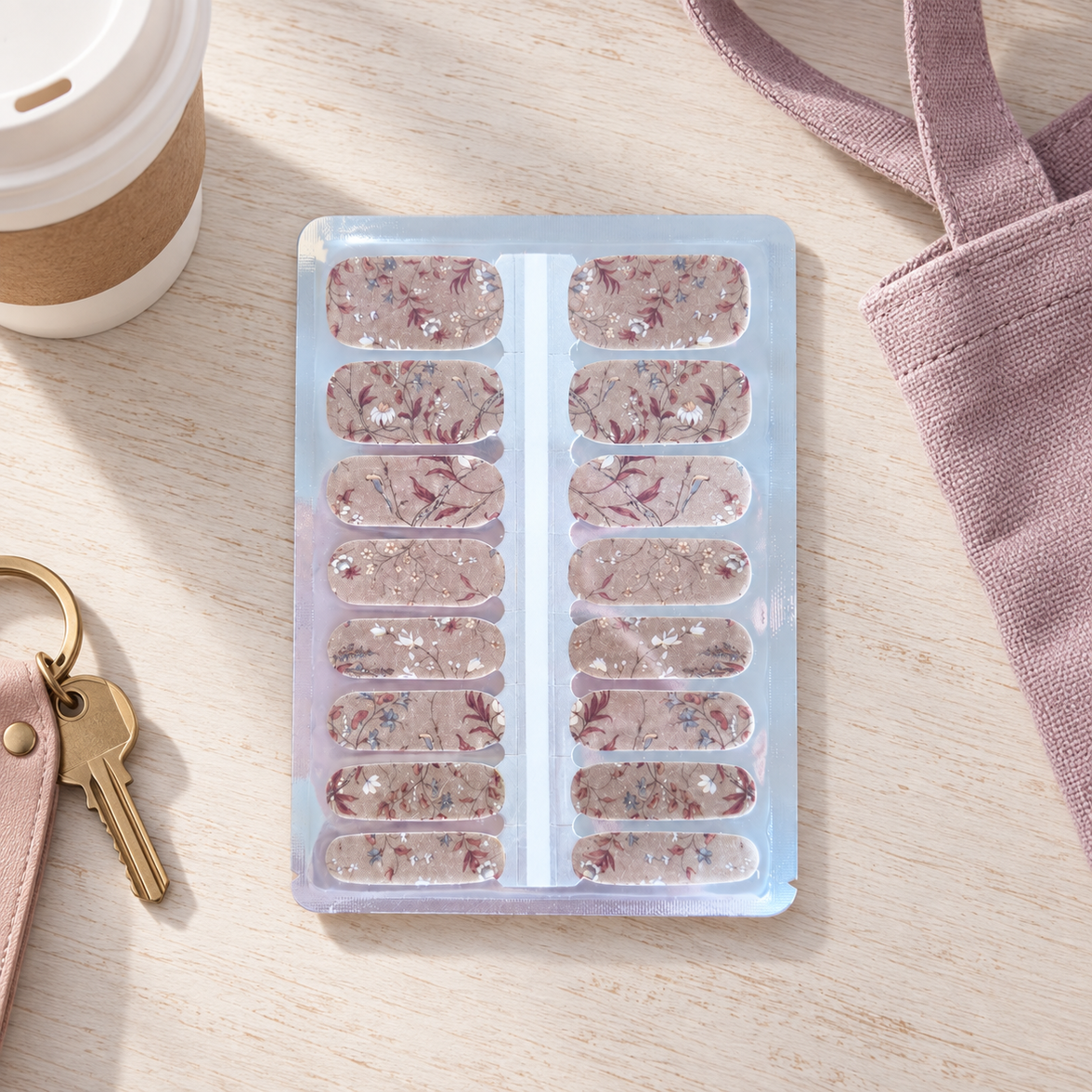 EzyNails NZ Muse Nude Floral nail polish wraps pack