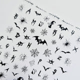 Bat & Web Halloween Nail Stickers – Spooky Black Cat & Witch Designs