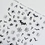 Bat & Web Halloween Nail Stickers – Spooky Black Cat & Witch Designs