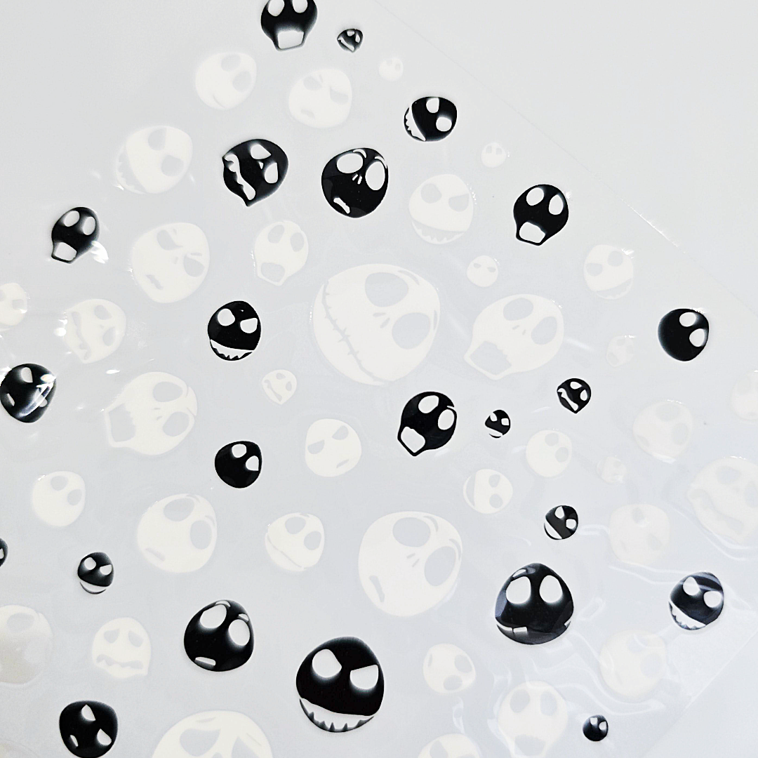Black and White Nail Sticker Set of 3 – Halloween bats, webs, ghosts