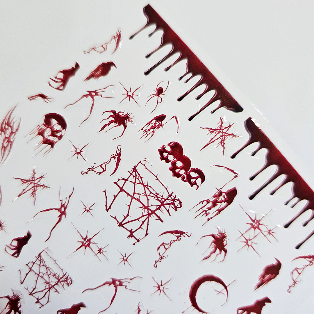 Red Horror Nail Stickers Set of 3 – Halloween