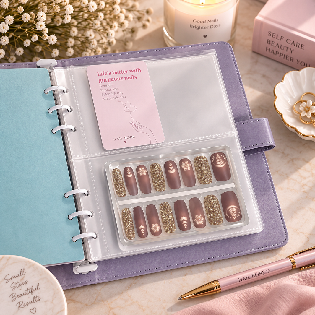 EzyNails Nail Robe wrap organiser – open view showing dividers