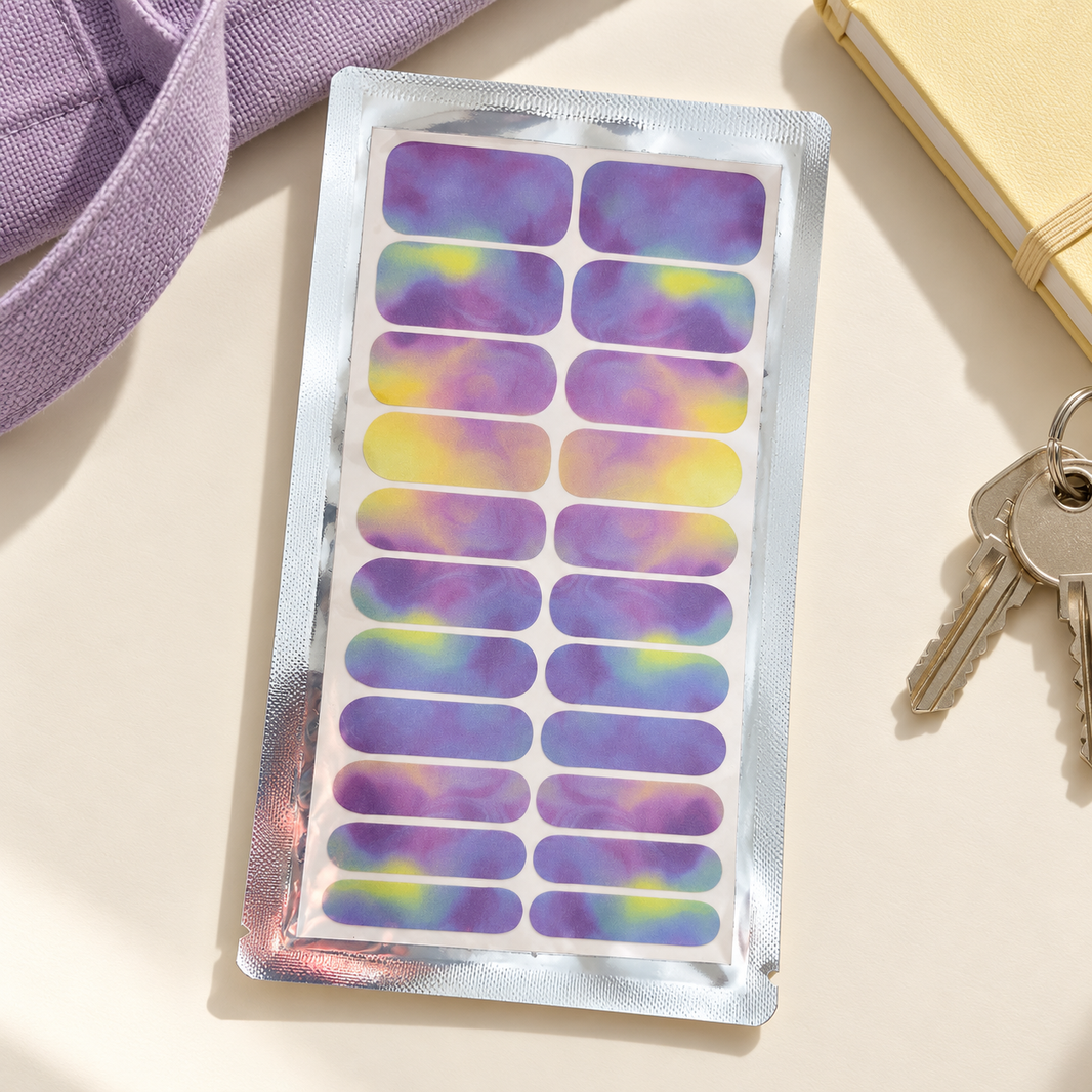 Purple Yellow Watercolour Nail Wraps