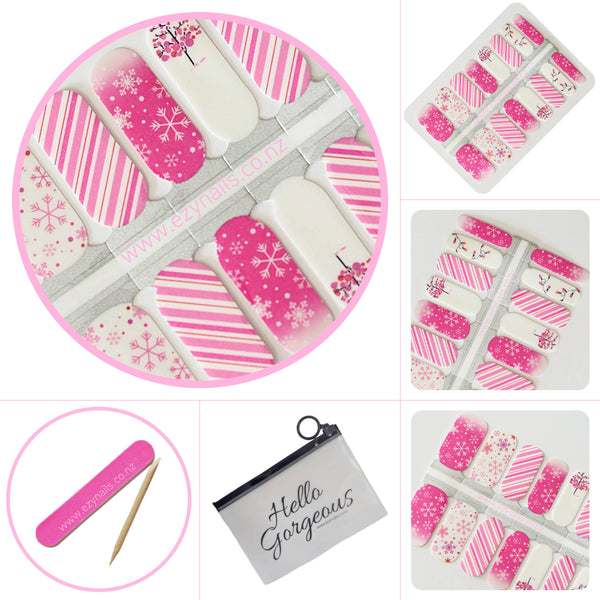 Pink Pohutukawa Festive Flair Christmas NailWraps