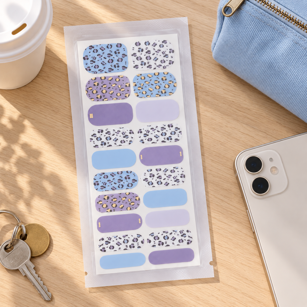 EzyNails NZ Prowl blue purple animal print nail polish wraps