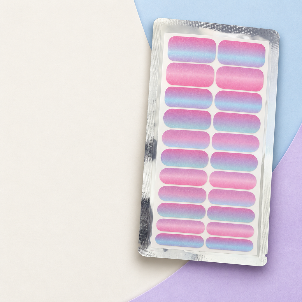 Pink And Blue Ombre Shimmer Nail Wraps
