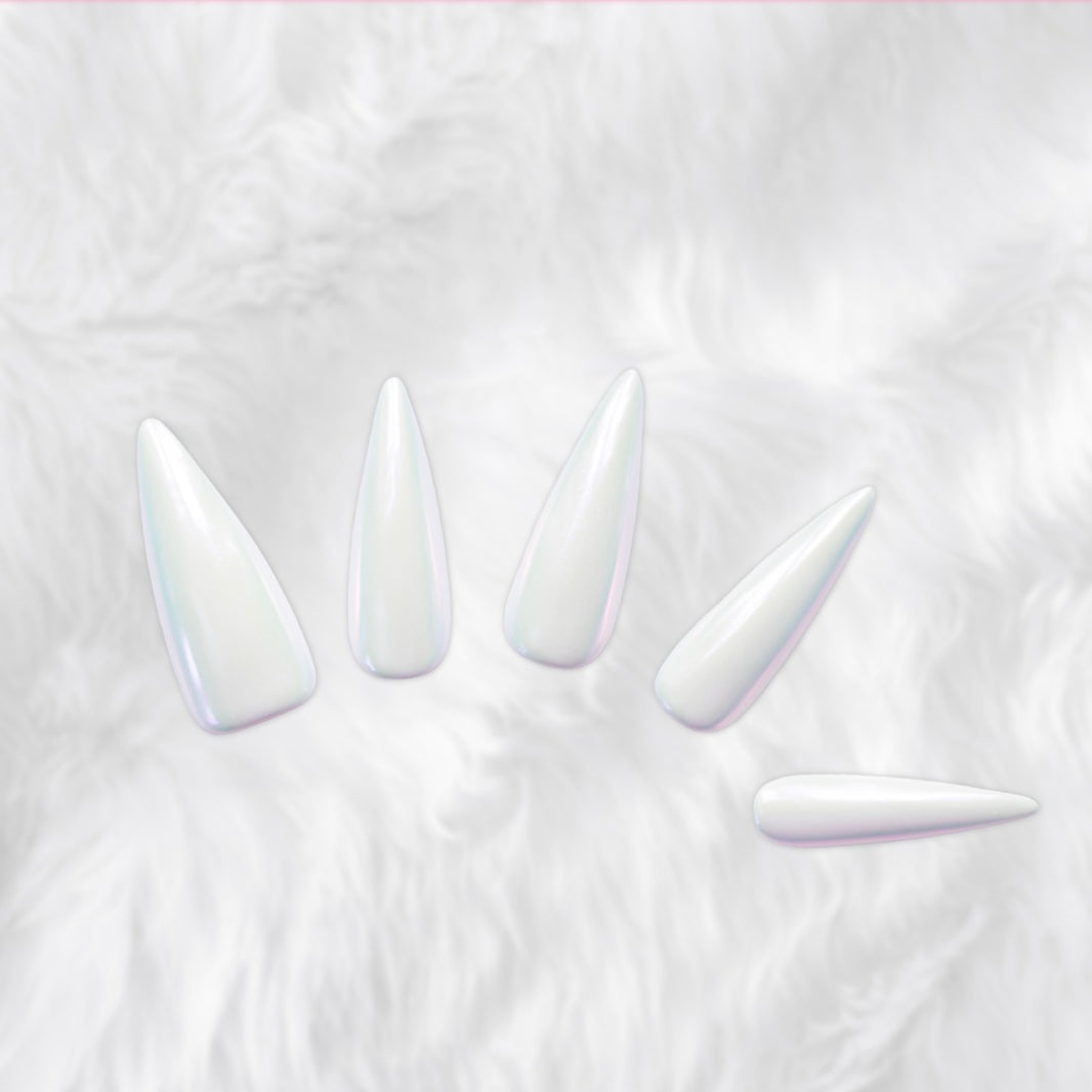 Iridescent Pearl White Press-On Nails