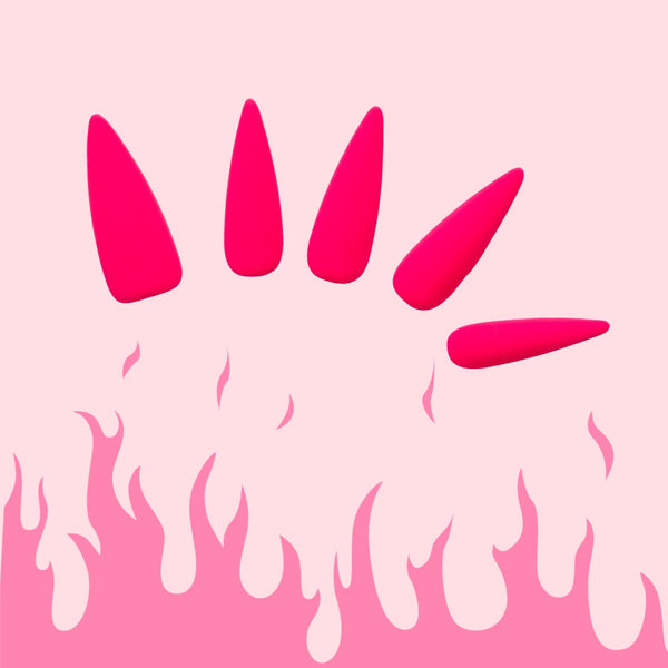 Neon Pink Glossy Press-On Nails – Bold Statement Manicure
