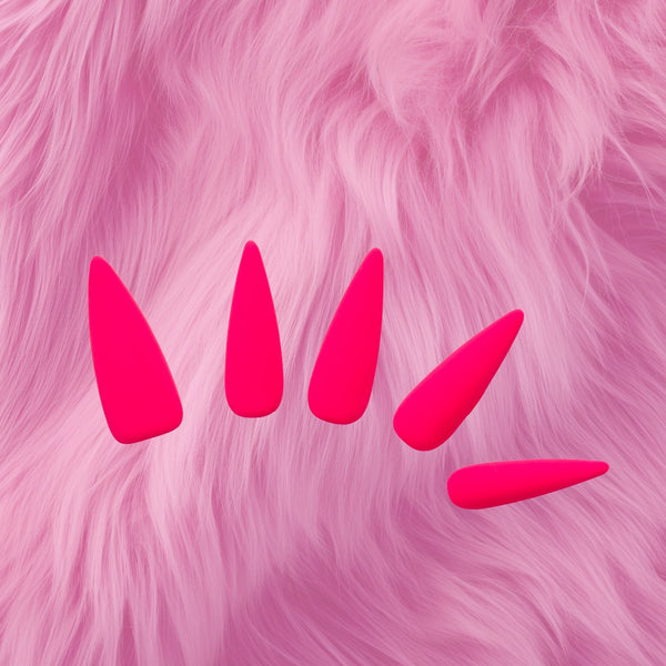 Neon Pink Glossy Press-On Nails – Bold Statement Manicure