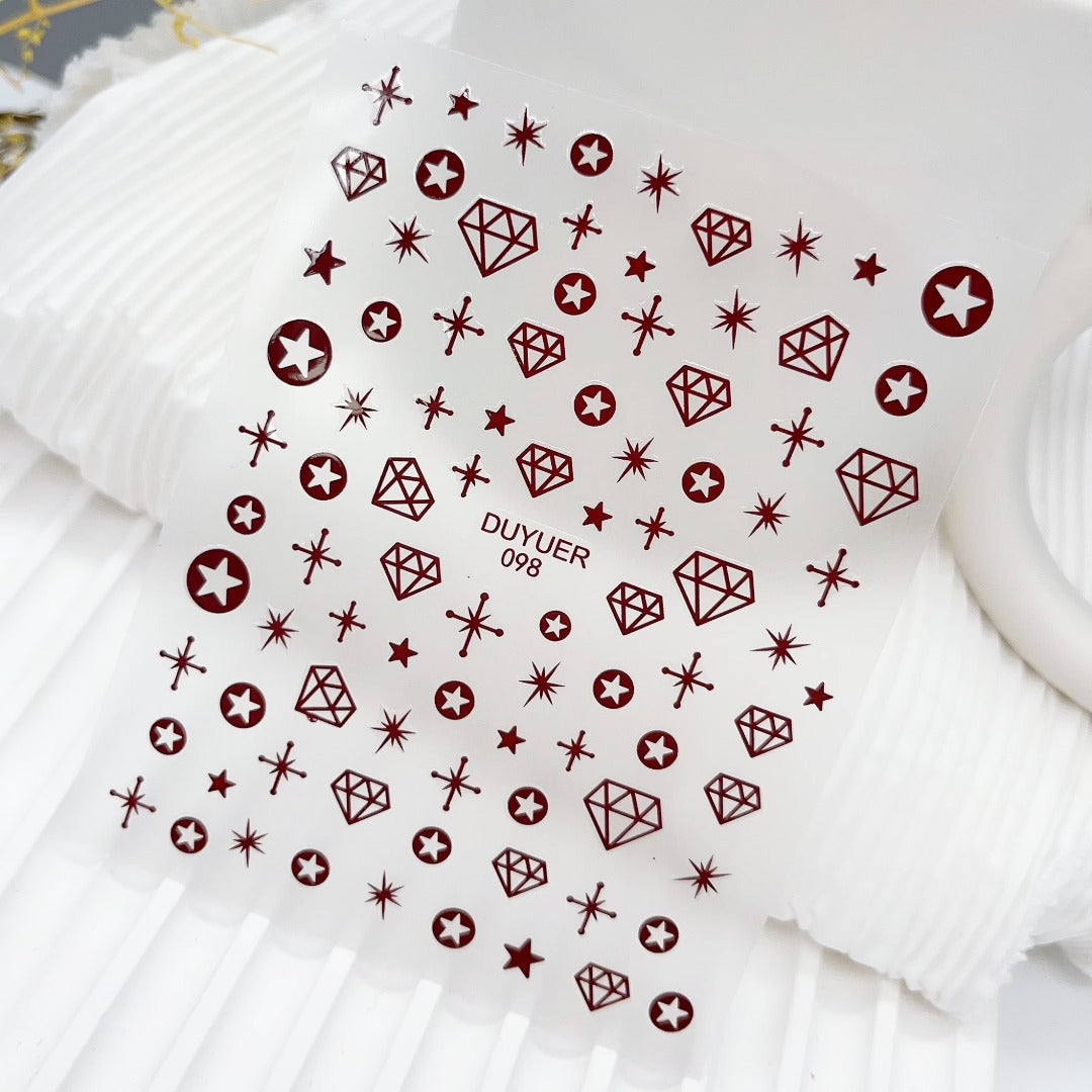 Star & Diamond Metallic Nail Stickers