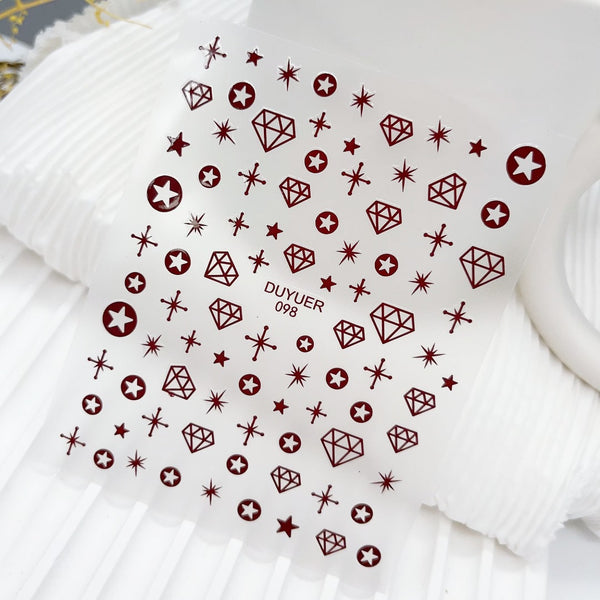 Star & Diamond Metallic Nail Stickers