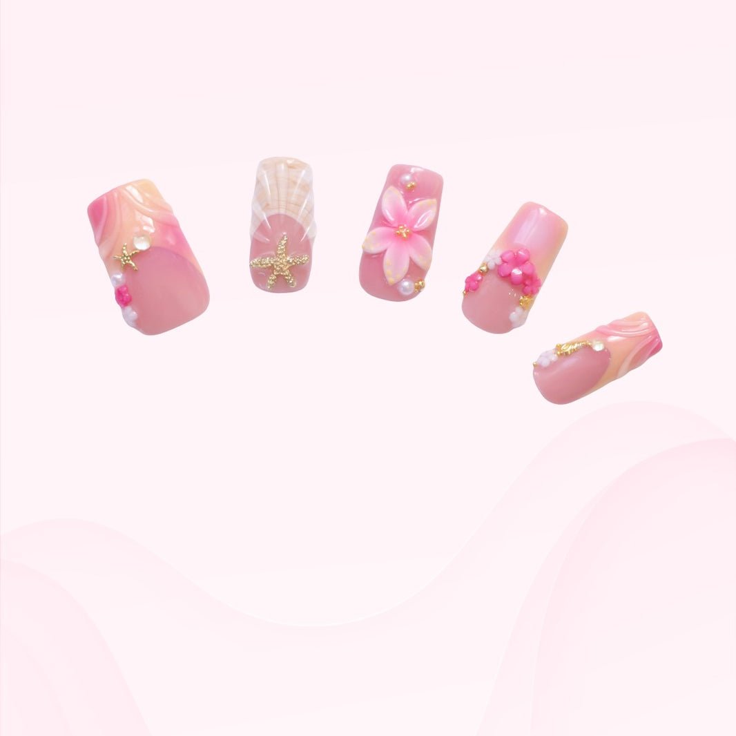 Pink Tropical Floral Press-On Nails