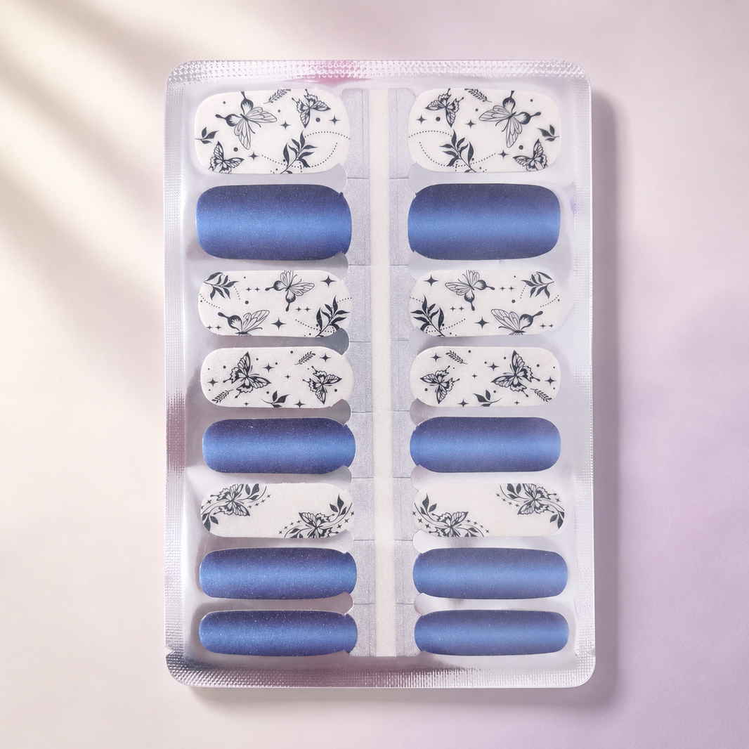 Blue Cat Eye Butterfly Nail Wraps