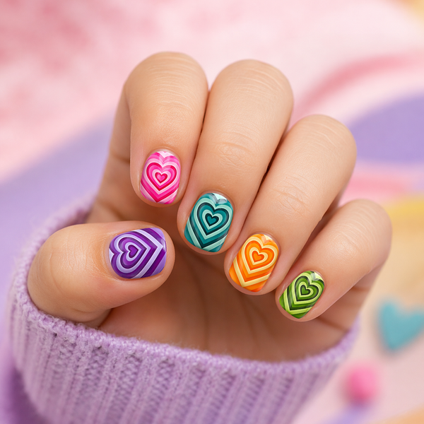 Children's fizzing hearts nailwrap set