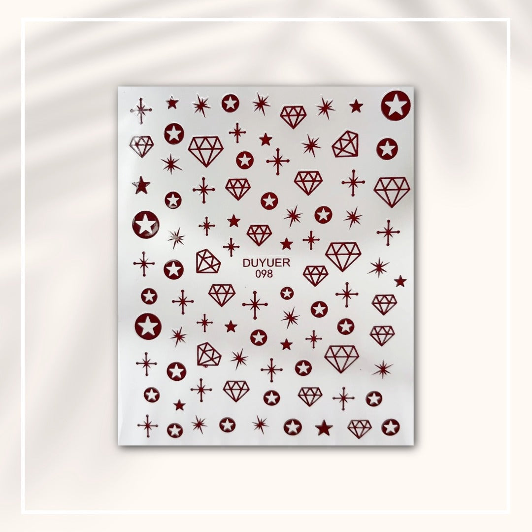 Star & Diamond Metallic Nail Stickers