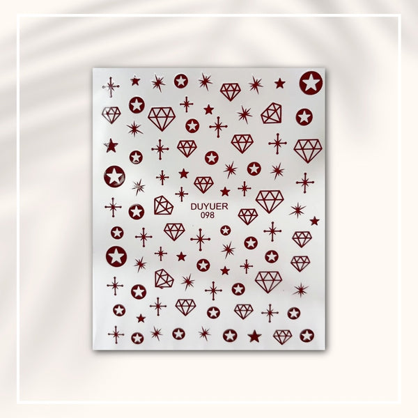 Star & Diamond Metallic Nail Stickers