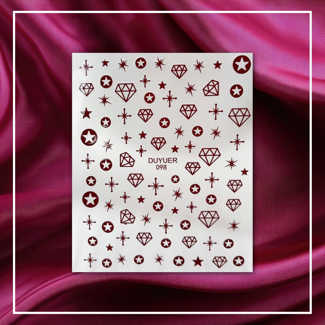 Star & Diamond Metallic Nail Stickers