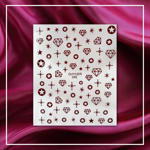 Star & Diamond Metallic Nail Stickers