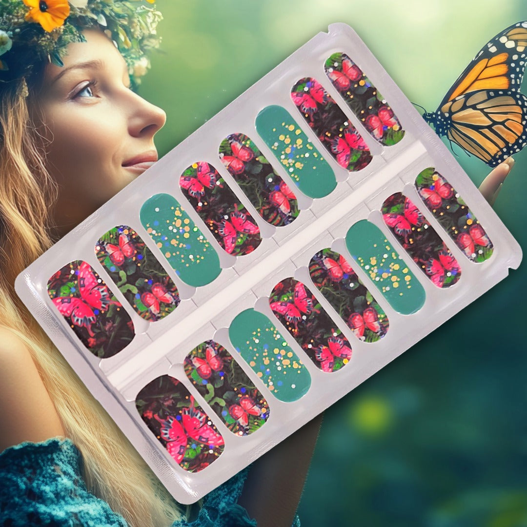 Teal Flutter Fantasy Nailwraps