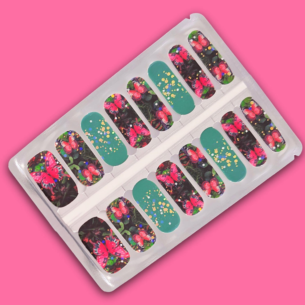 Teal Flutter Fantasy Nail Wraps