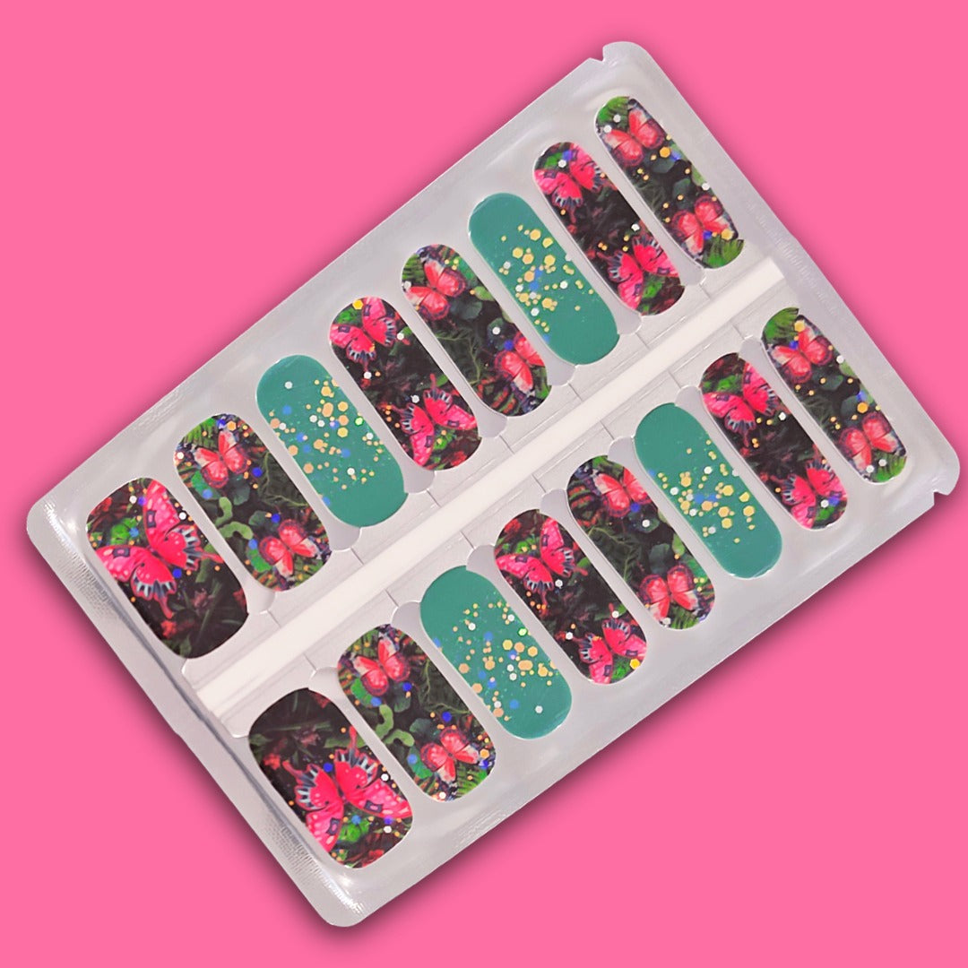 Teal Flutter Fantasy Nail Wraps