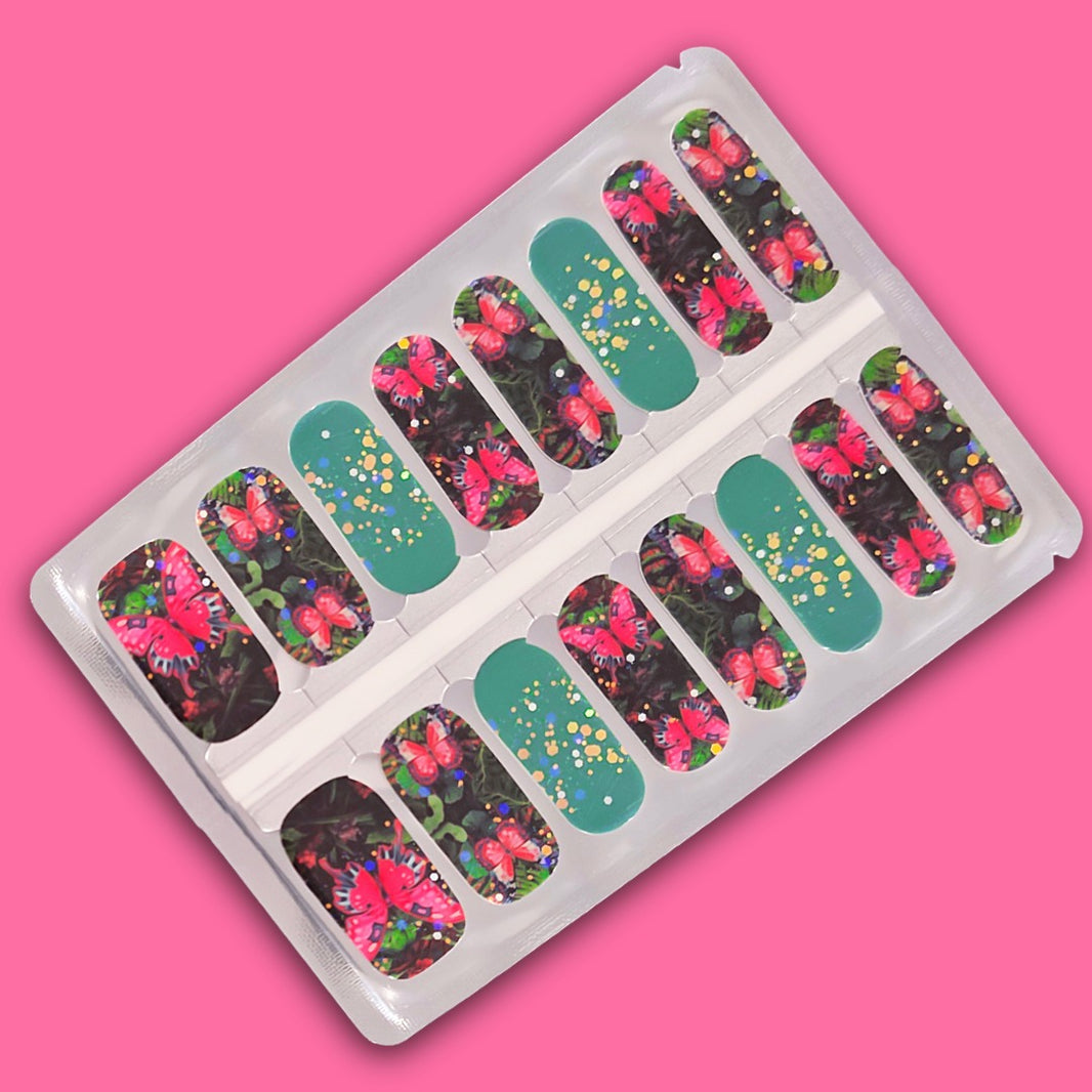Teal Flutter Fantasy Nail Wraps
