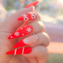 Ho Ho Holiday Stiletto Press-on Nails – Christmas Red Set