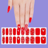 Red Christmas Nailwraps with Reindeer & Snowflakes