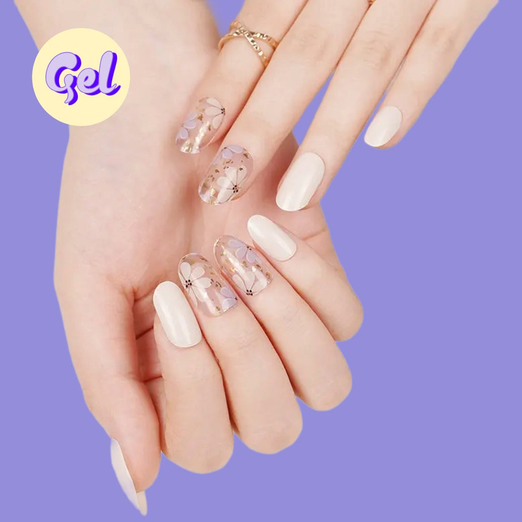 Golden Bloom Transparent Gel Nail Wraps