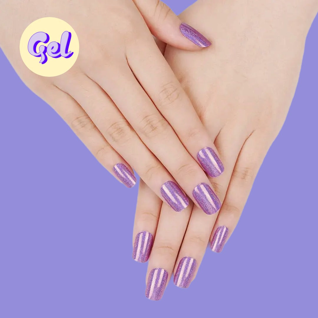 Holographic Purple Glitter Gel Nail Wraps