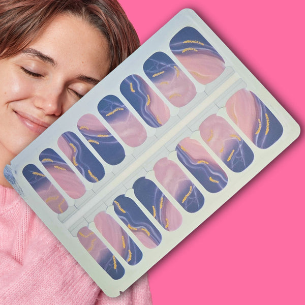 Velvet Galaxy Marble with Gold Nailwraps