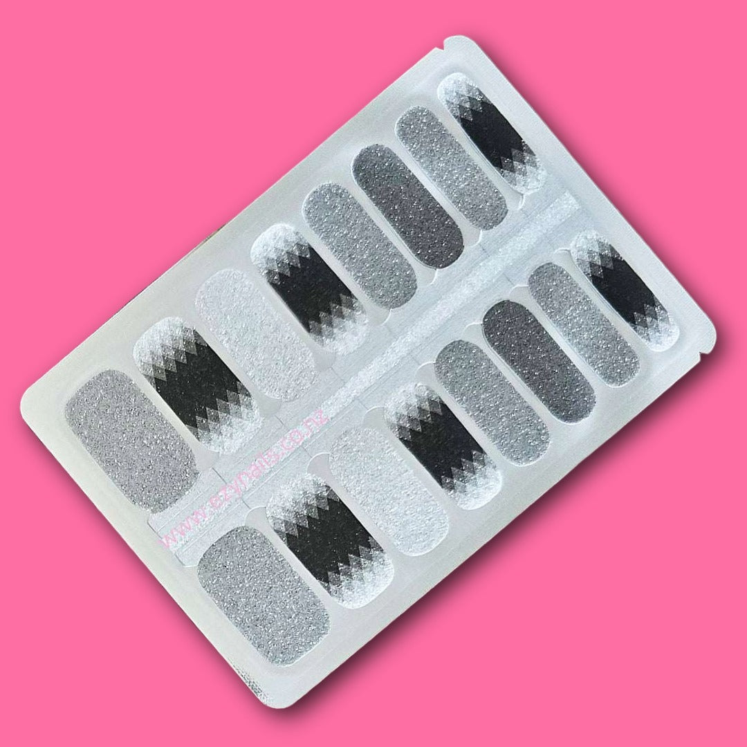 Black and Silver Gradient Nailwraps Diamond Glitter Fade