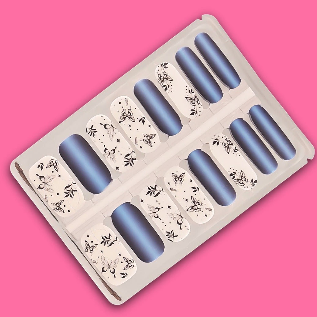 Blue Cat-Eye Butterfly Drift Nail Wraps