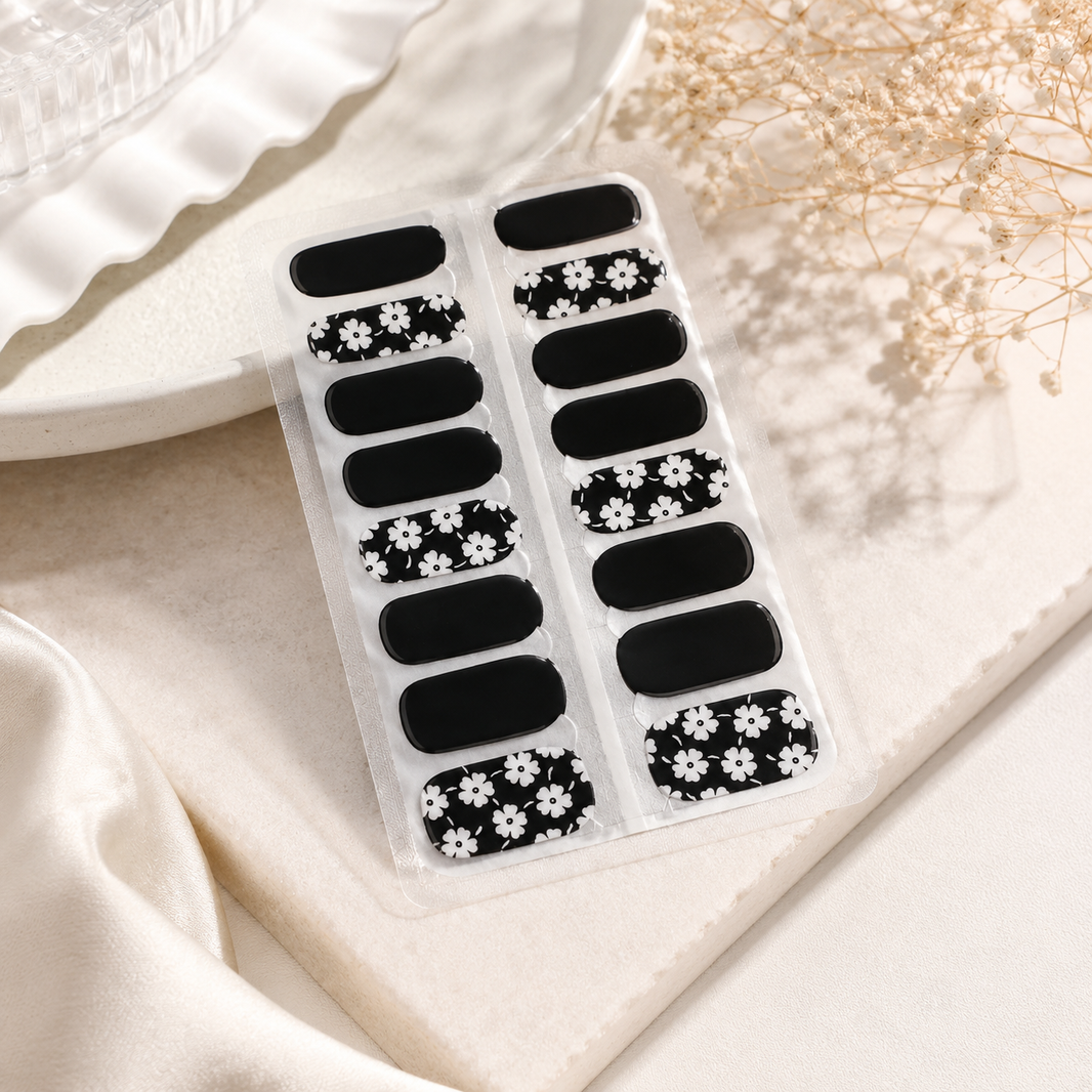 Black Floral Nail Wraps