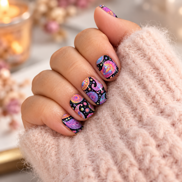 Black Boho Paisley Nail Wraps