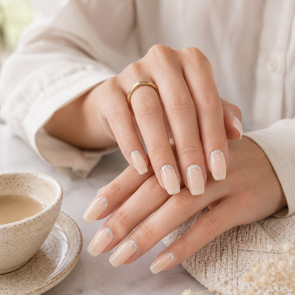 Champagne French Tip Soft Gel Nail Wrap Extension