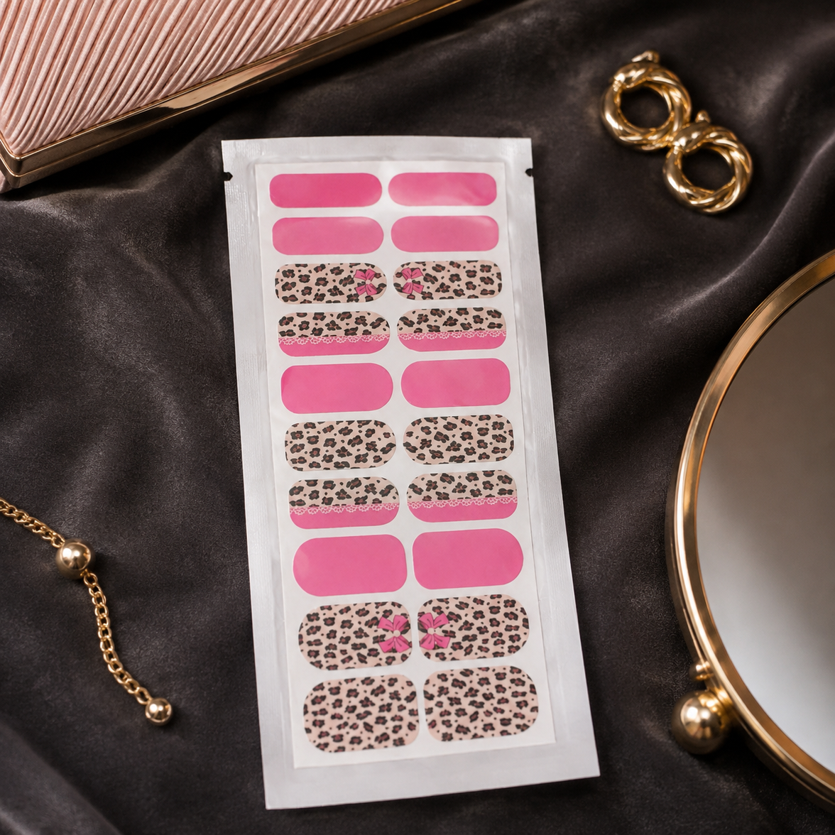 Wild Pink Leopard Nail Wraps – EzyNails nail wraps, NZ
