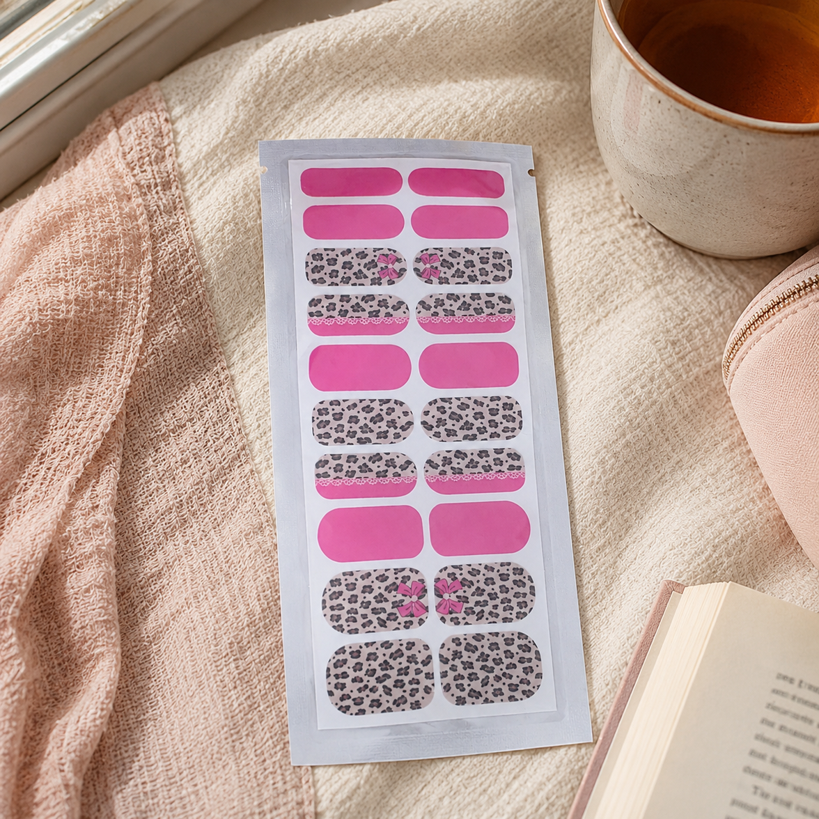 Wild Pink Leopard Nail Wraps – EzyNails nail wraps, NZ