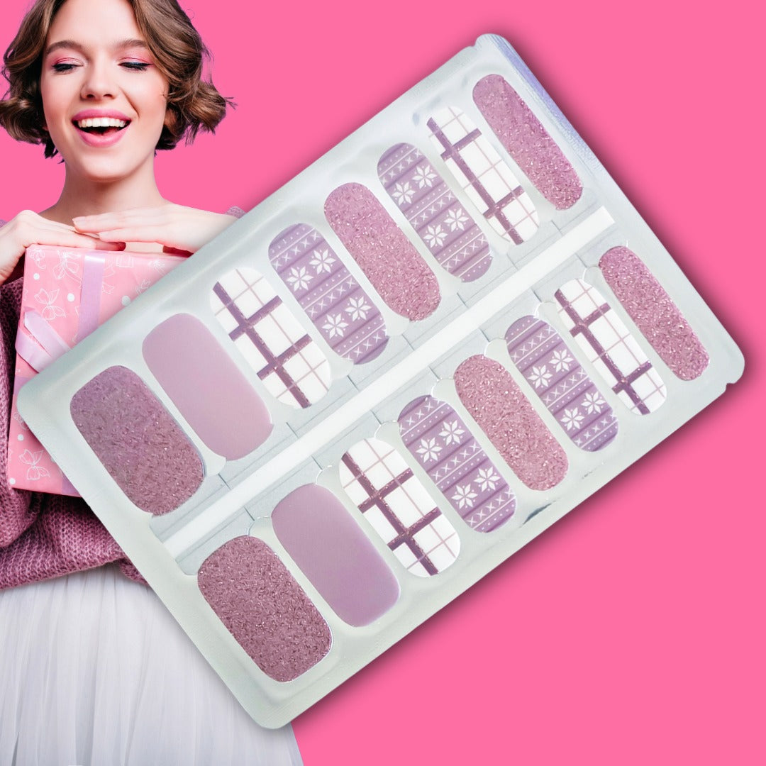 Pink Noel Nailwraps – Glitter, Plaid & Christmas Vibes