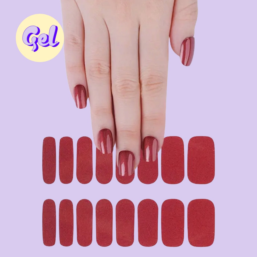 Wine Red Glitter Gel Nail Wraps
