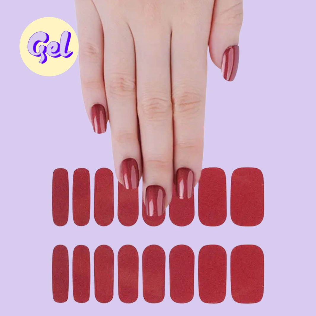 Wine Red Glitter Gel Nail Wraps