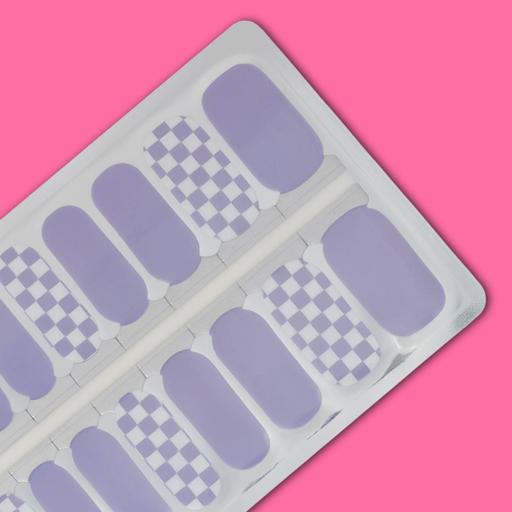 Lavender Checkerboard Nail Wraps
