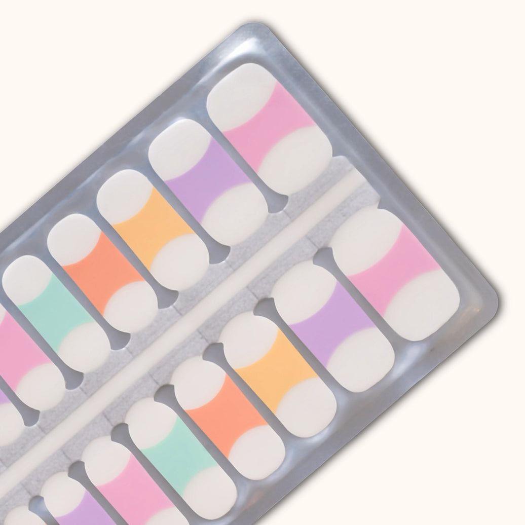 Pastel Rainbow French Tip Nail Wraps