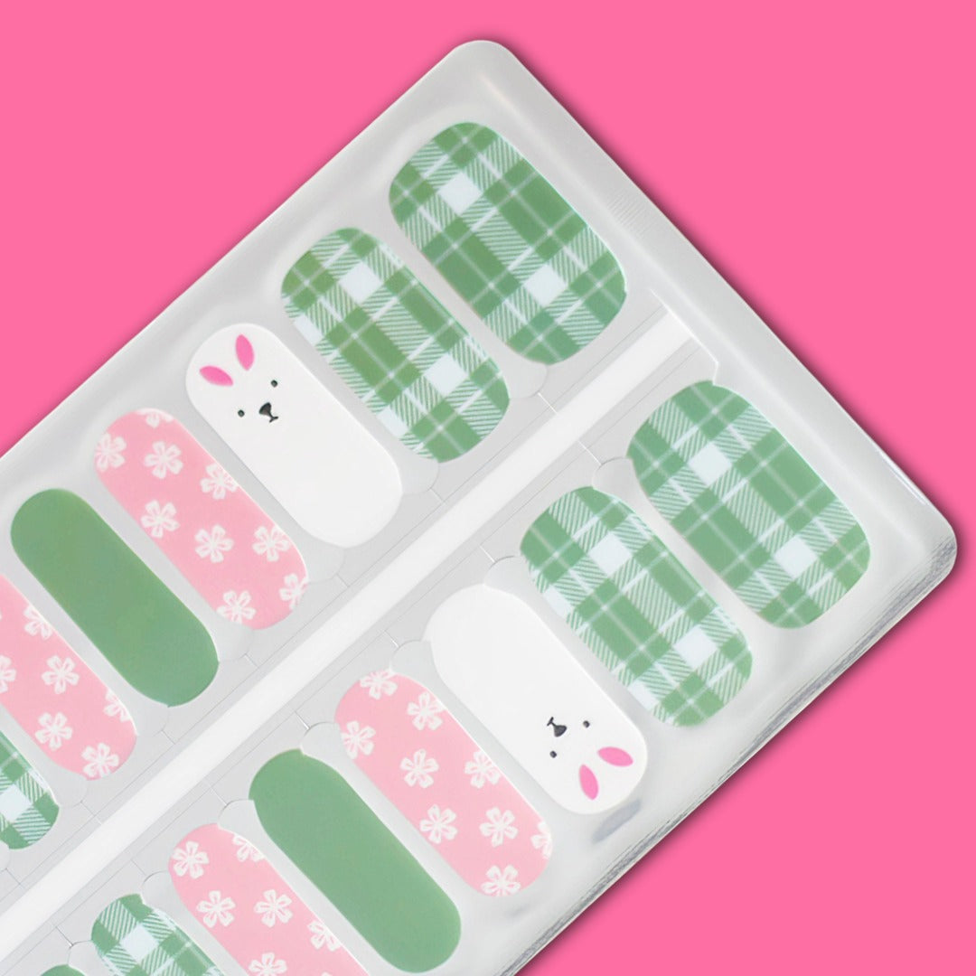 Pastel Bunny Plaid Easter Nail Polish Nail Wraps