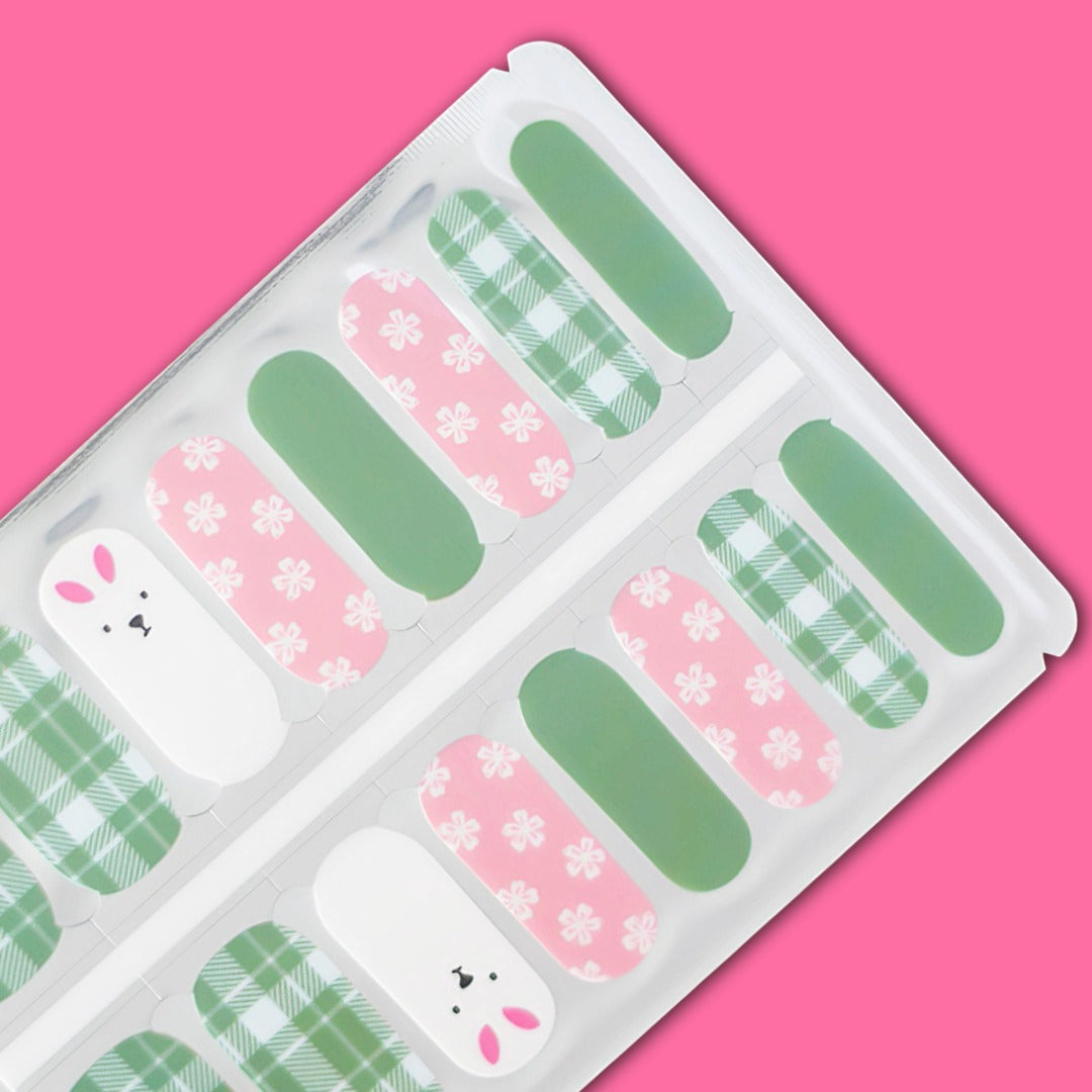 Pastel Bunny Plaid Easter Nail Polish Nail Wraps