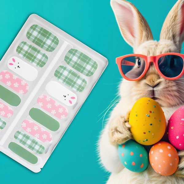 Pastel Bunny Plaid Easter Nail Polish Nail Wraps