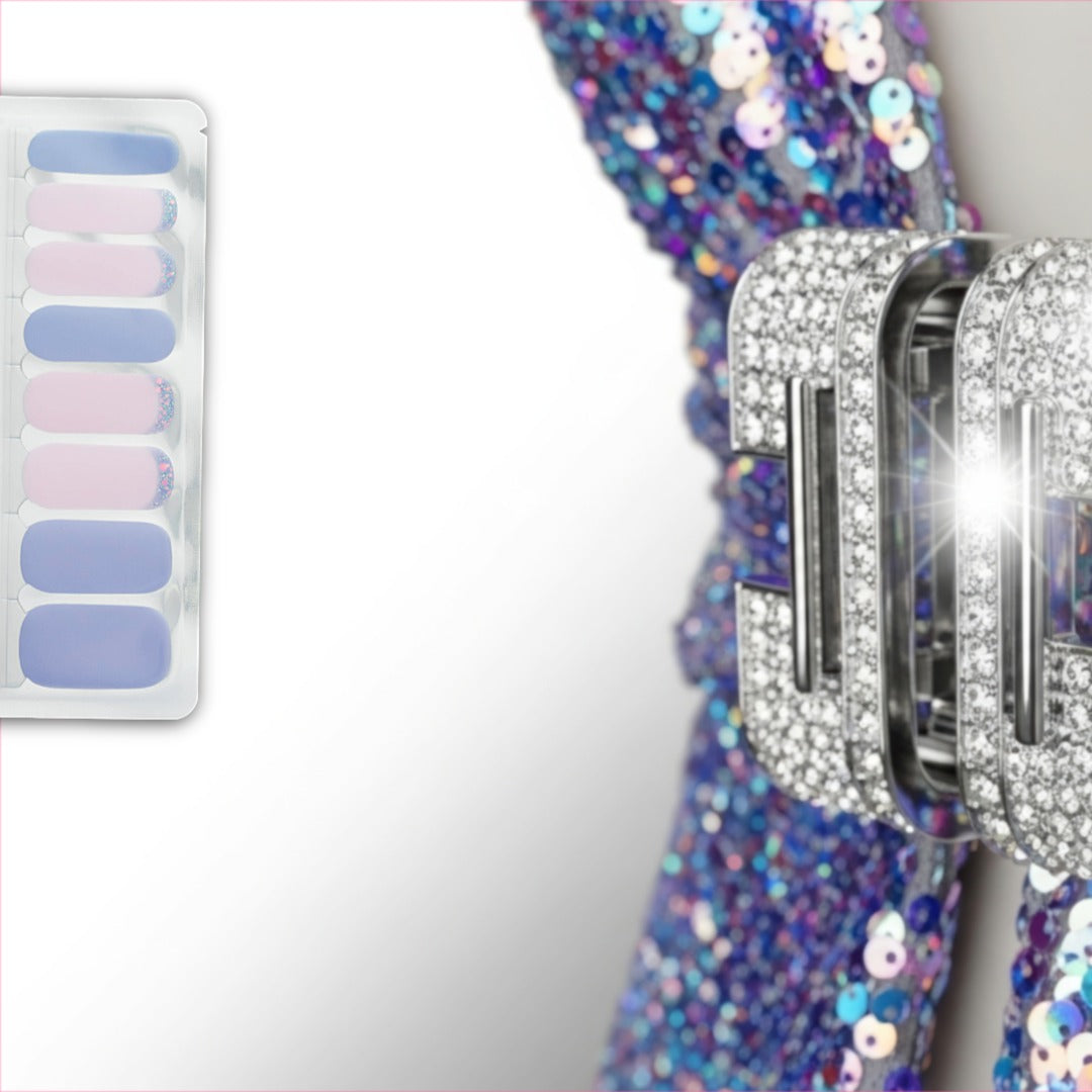 Periwinkle Blush Sparkle Nail Polish Nail Wraps